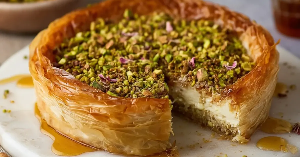 Honey Pistachio Baklava Cheesecake
