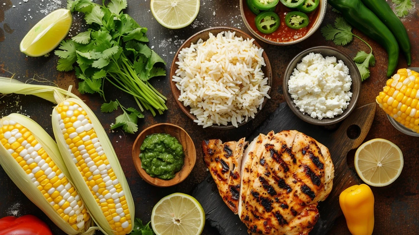 street corn chicken rice bowl