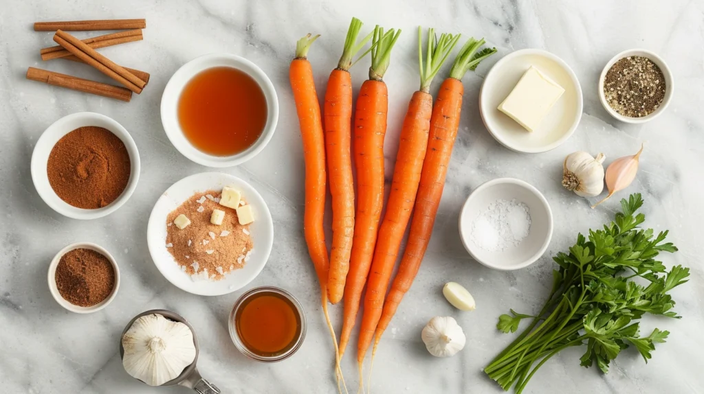 ingredients for maple glazed carrots