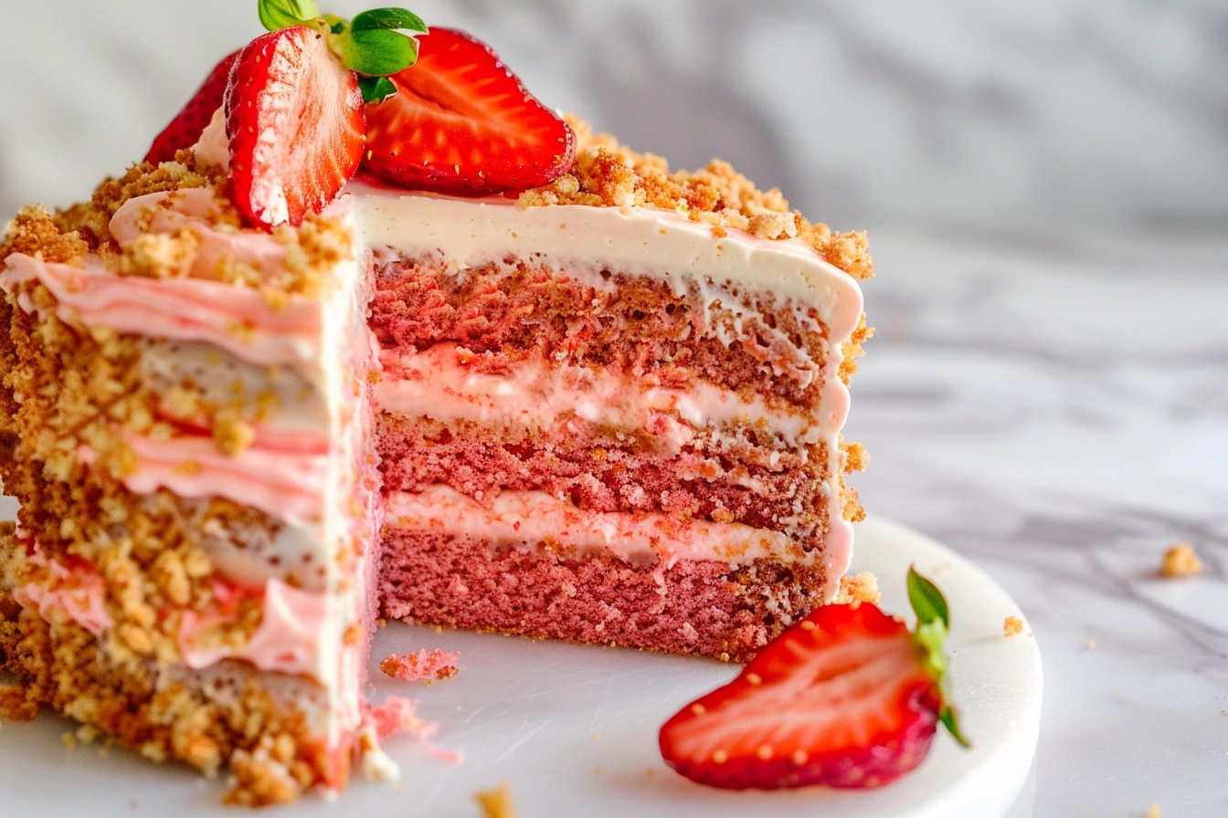 Strawberry crunch cake